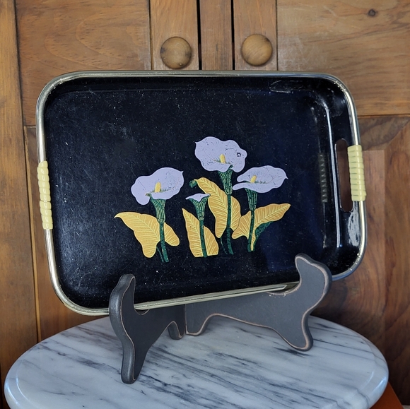 Floral Black Serving Tray - Picture 4 of 11